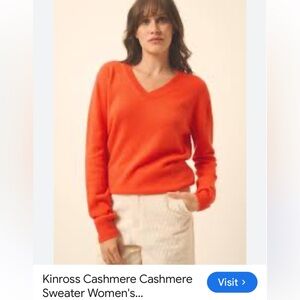 Kinross‎ Cashmere V-Neck Sweater in Burnt Orange- worn once. 390 retail